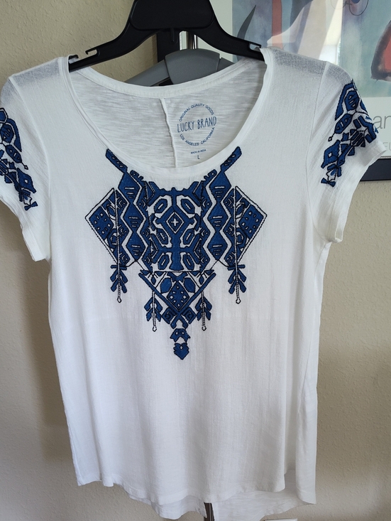 Lucky Brand Tops - Lucky Brand Embroidered Cotton Shirt, Size L